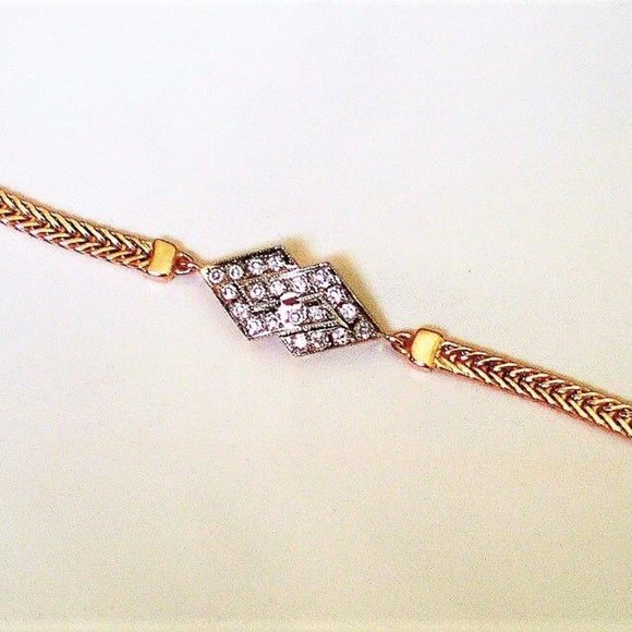 Vintage Russian Soviet USSR 14K 585 Rose Pink White Gold Wheat Bracelet 13.9 g. - Picture 4 of 5